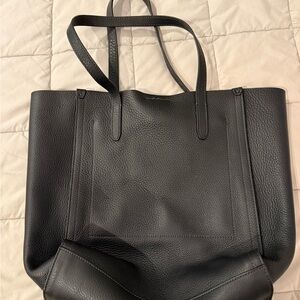 J Crew Black Leather Tote Bag